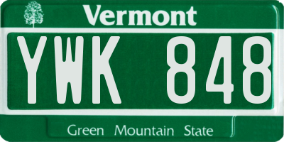 VT license plate YWK848