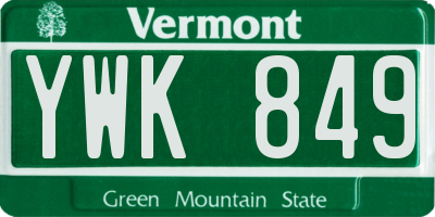 VT license plate YWK849