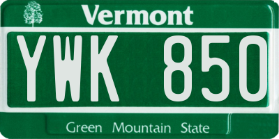 VT license plate YWK850