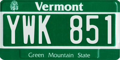 VT license plate YWK851
