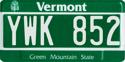 VT license plate YWK852