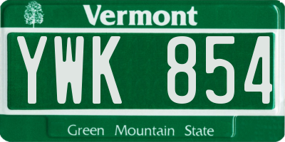 VT license plate YWK854