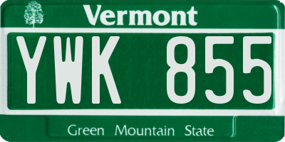VT license plate YWK855