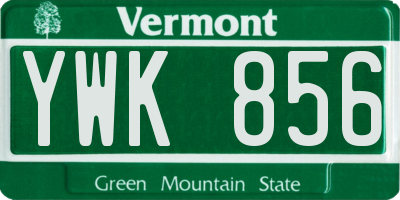 VT license plate YWK856