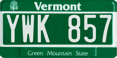 VT license plate YWK857