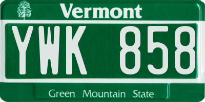VT license plate YWK858