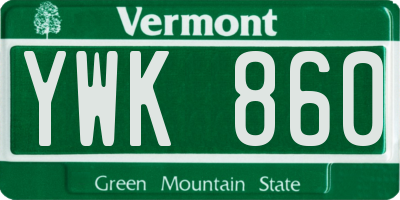 VT license plate YWK860
