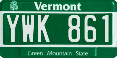 VT license plate YWK861