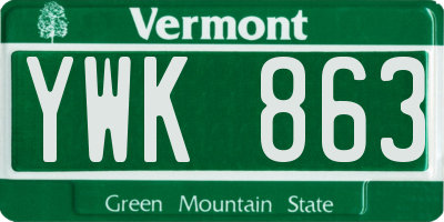 VT license plate YWK863