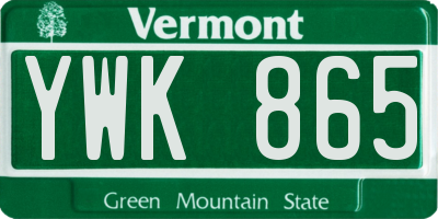 VT license plate YWK865