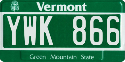 VT license plate YWK866