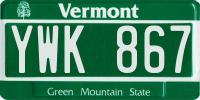 VT license plate YWK867