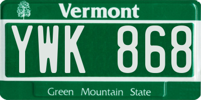 VT license plate YWK868