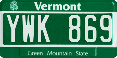VT license plate YWK869