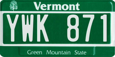 VT license plate YWK871