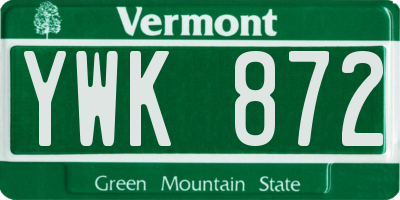 VT license plate YWK872