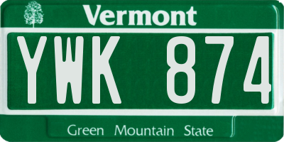 VT license plate YWK874