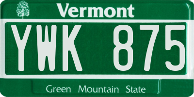VT license plate YWK875
