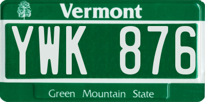VT license plate YWK876