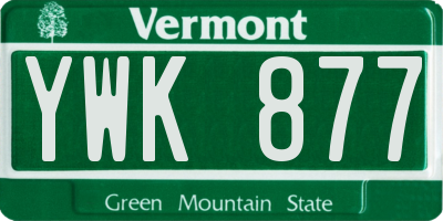 VT license plate YWK877