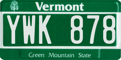 VT license plate YWK878