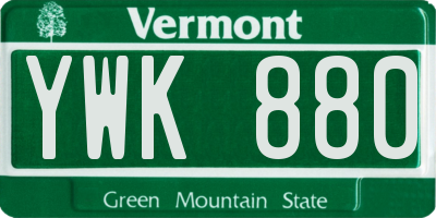 VT license plate YWK880