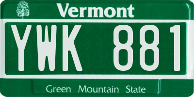 VT license plate YWK881