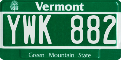 VT license plate YWK882