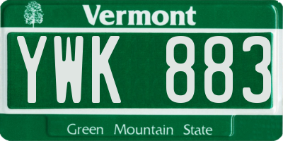 VT license plate YWK883