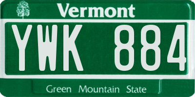 VT license plate YWK884