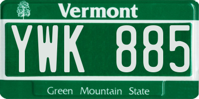 VT license plate YWK885