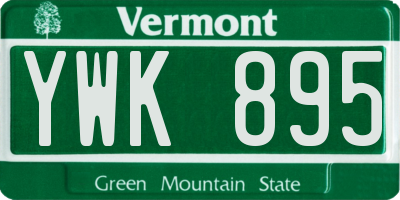 VT license plate YWK895