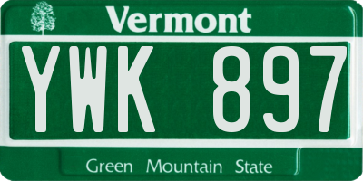 VT license plate YWK897