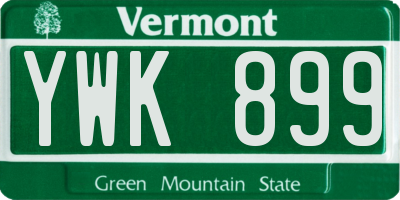 VT license plate YWK899