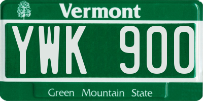 VT license plate YWK900