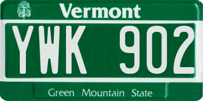VT license plate YWK902
