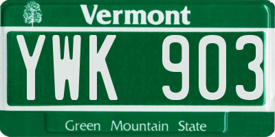 VT license plate YWK903