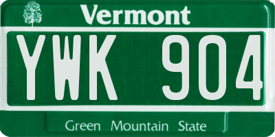 VT license plate YWK904