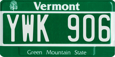 VT license plate YWK906