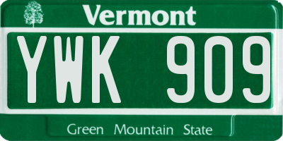 VT license plate YWK909