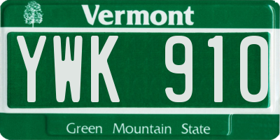 VT license plate YWK910