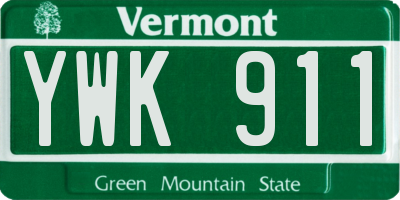 VT license plate YWK911
