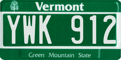 VT license plate YWK912