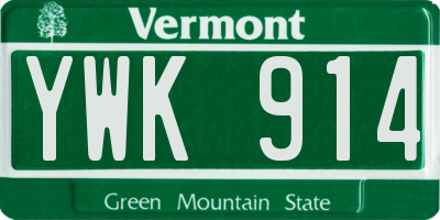 VT license plate YWK914