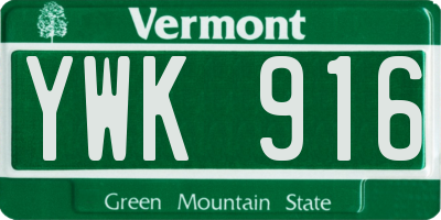 VT license plate YWK916
