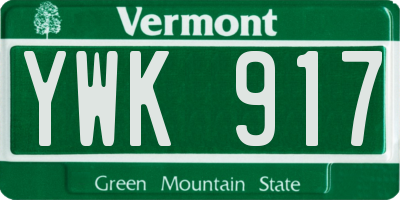 VT license plate YWK917
