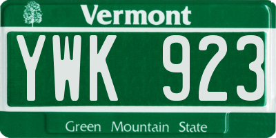 VT license plate YWK923