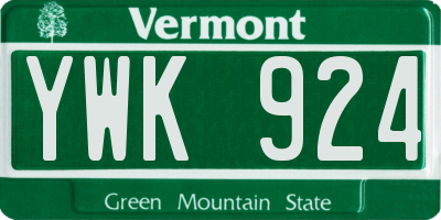 VT license plate YWK924