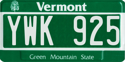 VT license plate YWK925