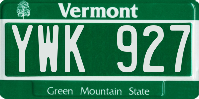 VT license plate YWK927